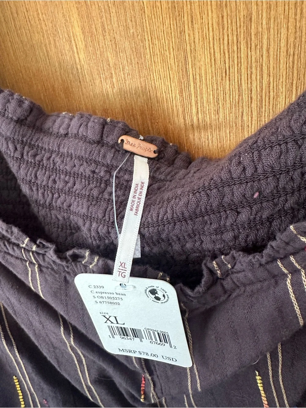Free People Puff Sleeve Square Neck Top in Brown